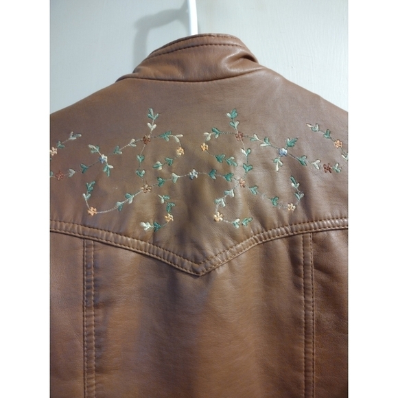 Vintage by Gerda for Partners 3 faux leather embroidered bomber jacket - Picture 3 of 16